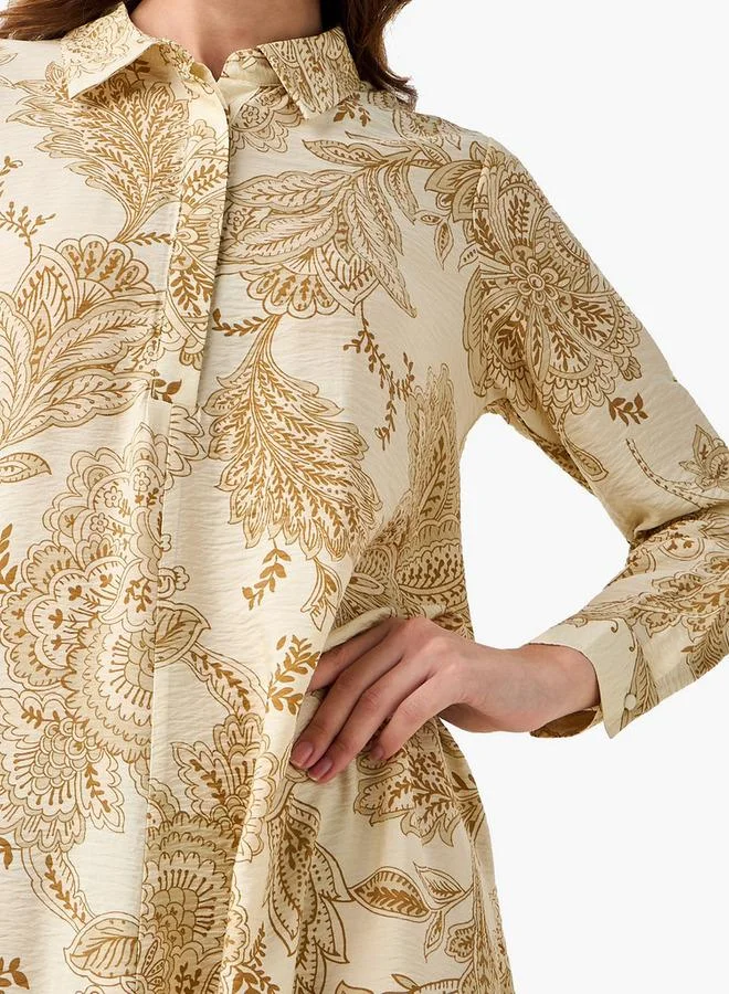 ايكونيك Iconic Printed Women Shirt Dress with Concealed Placket